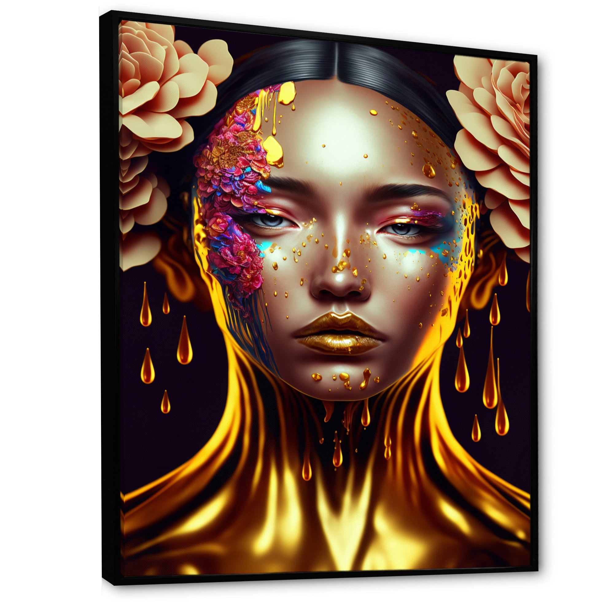 Gold And Black Floral Asian Woman II