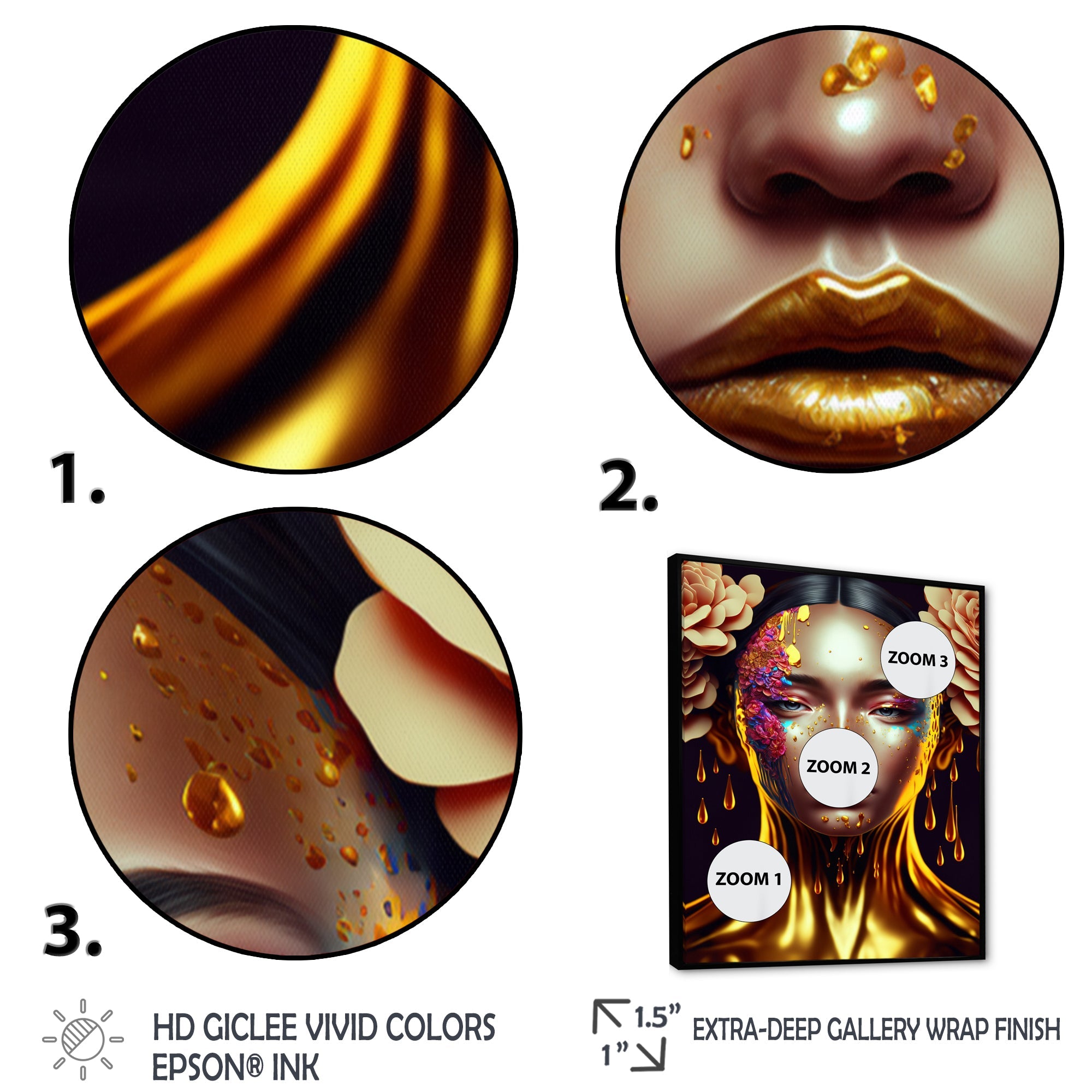 Gold And Black Floral Asian Woman II