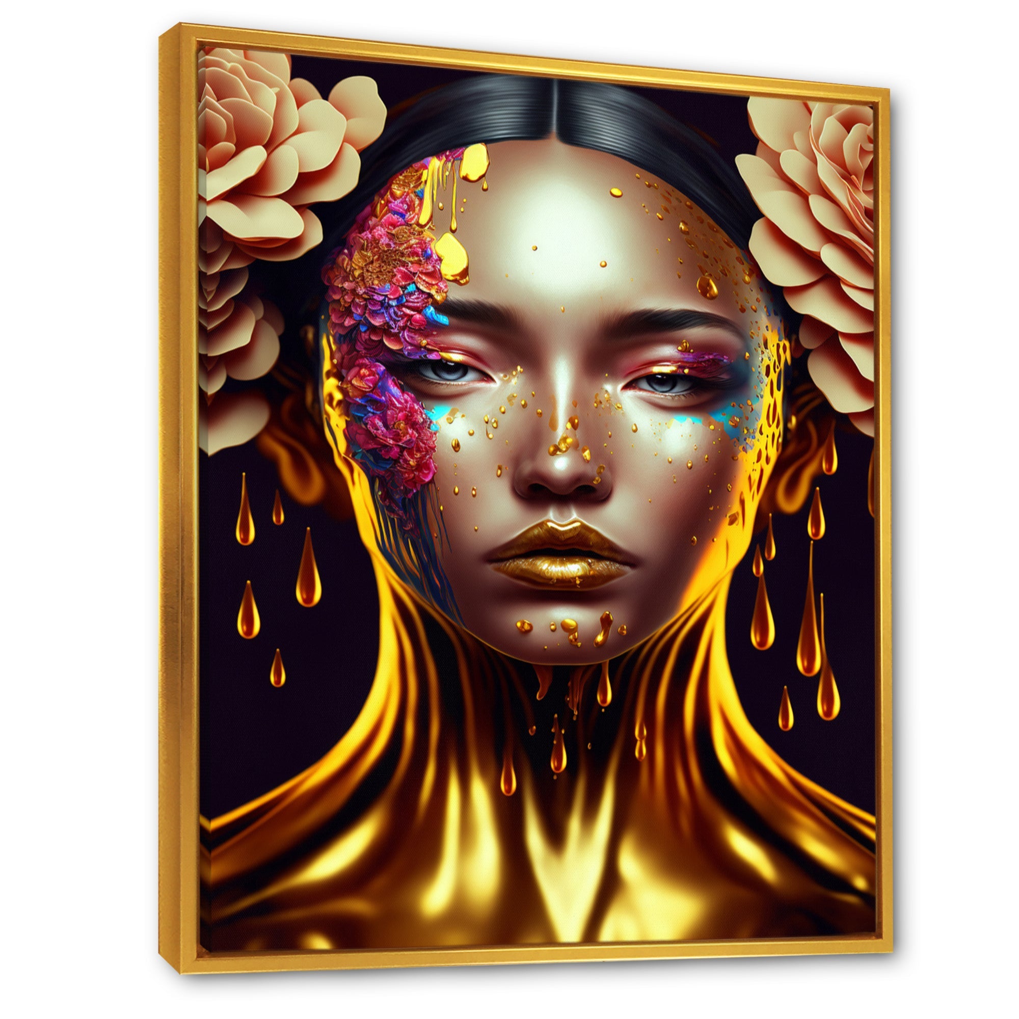 Gold And Black Floral Asian Woman II