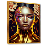 Gold And Black Floral Asian Woman II