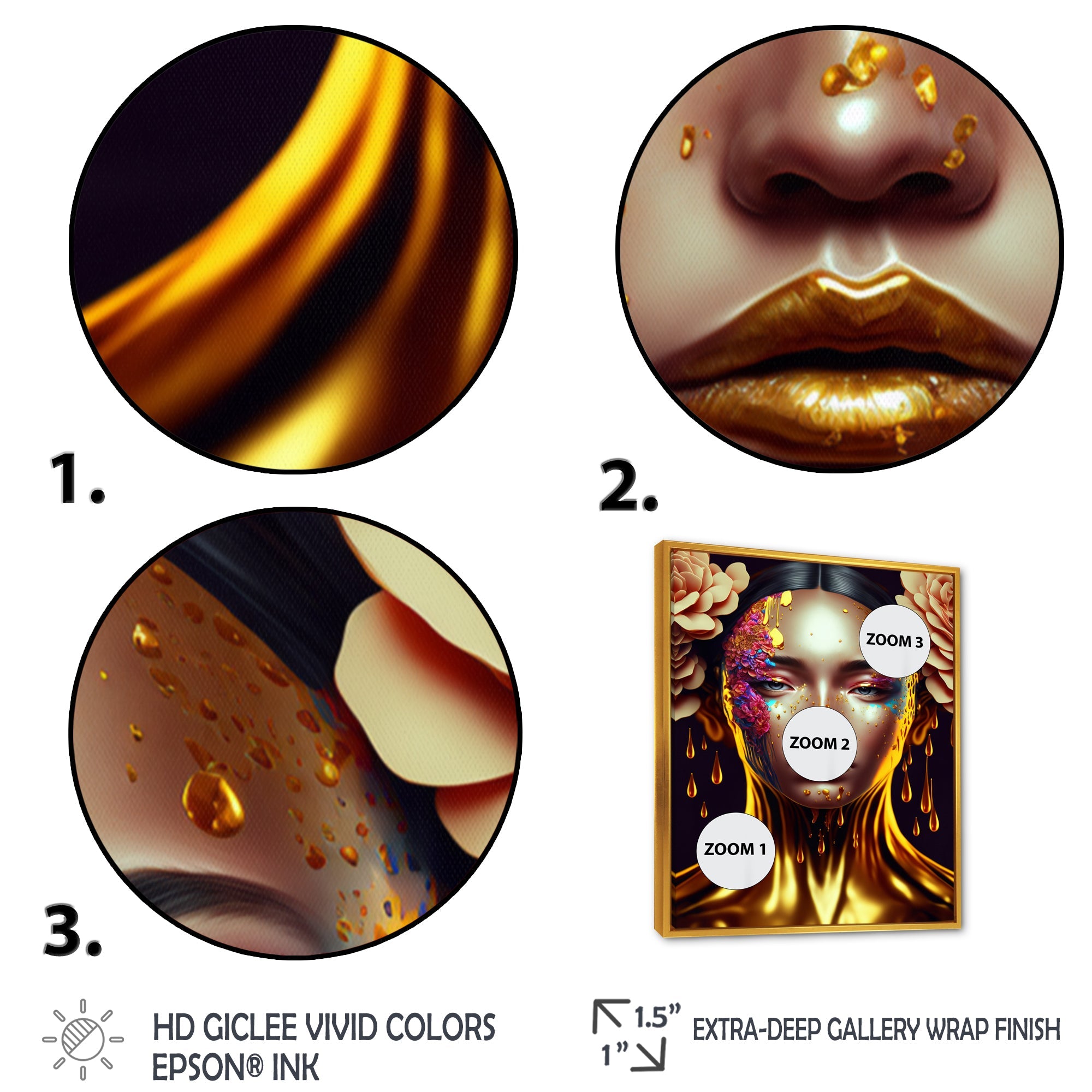 Gold And Black Floral Asian Woman II