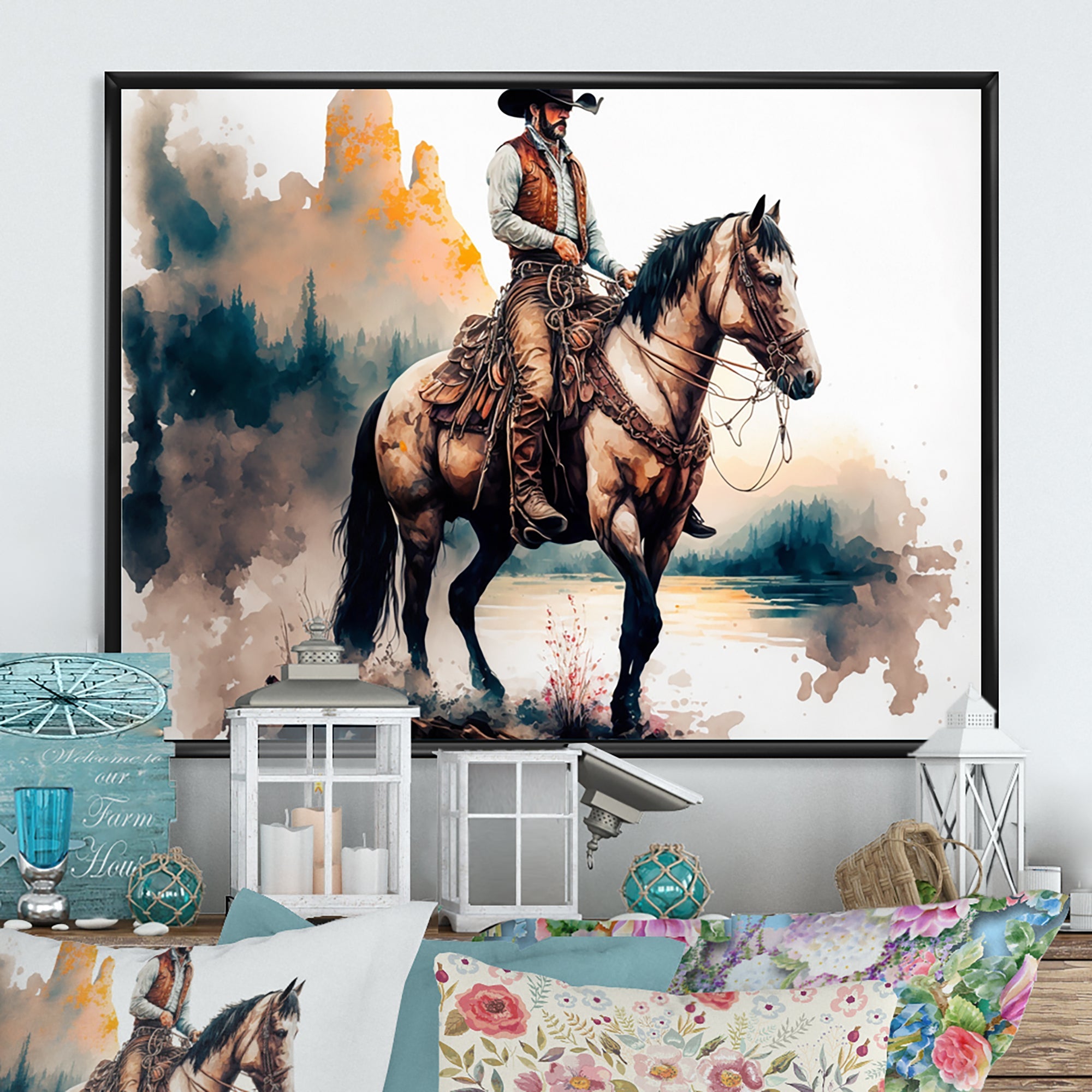 Western Cowboy Riding A Horse I