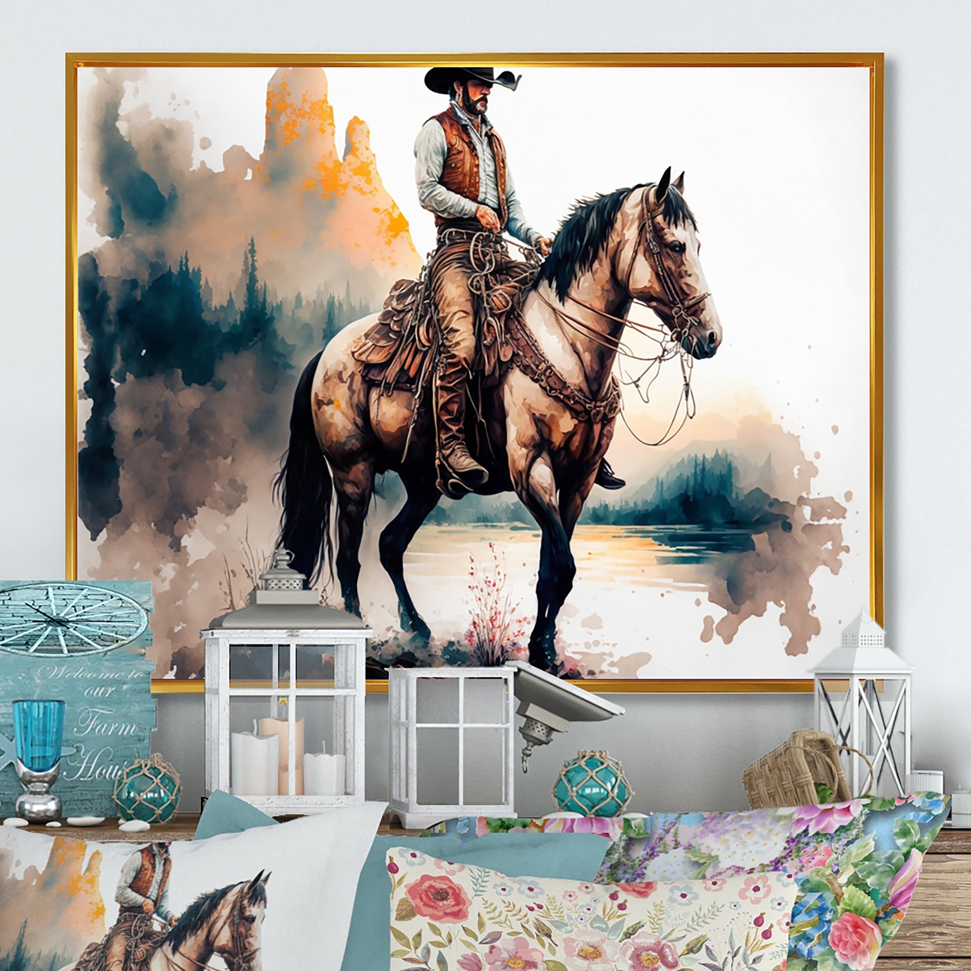 Western Cowboy Riding A Horse I