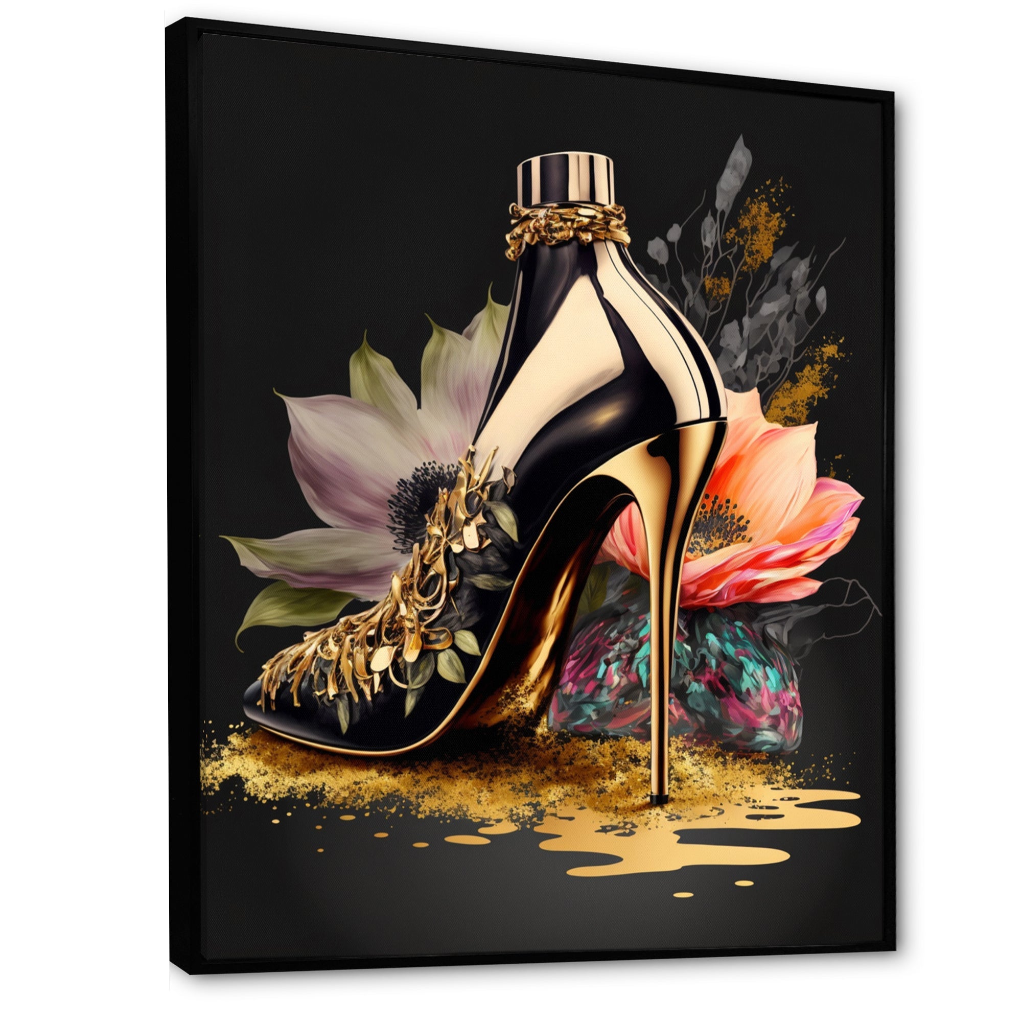 Black And Gold High Heel Shoe I