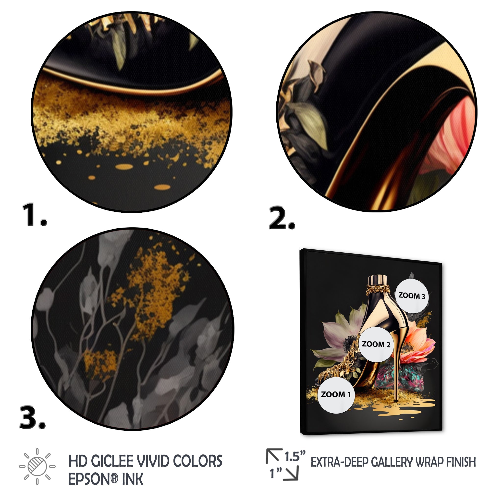 Black And Gold High Heel Shoe I