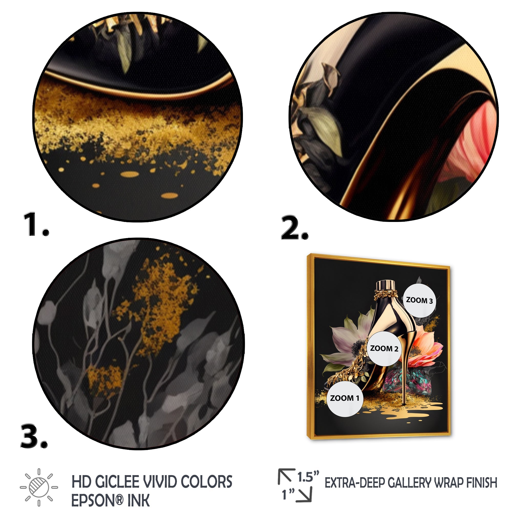 Black And Gold High Heel Shoe I