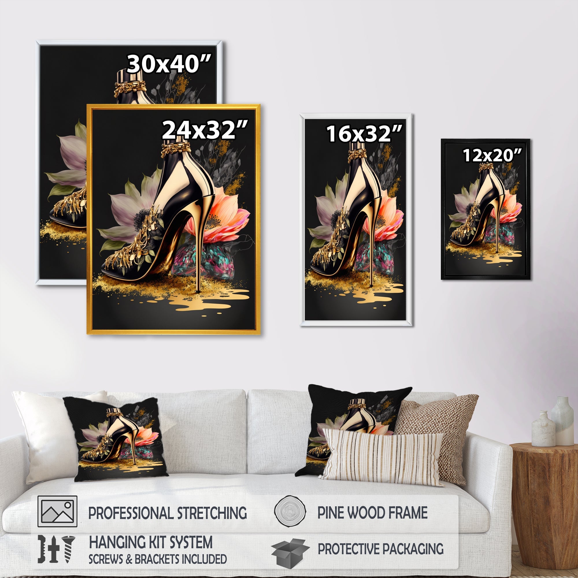 Black And Gold High Heel Shoe I