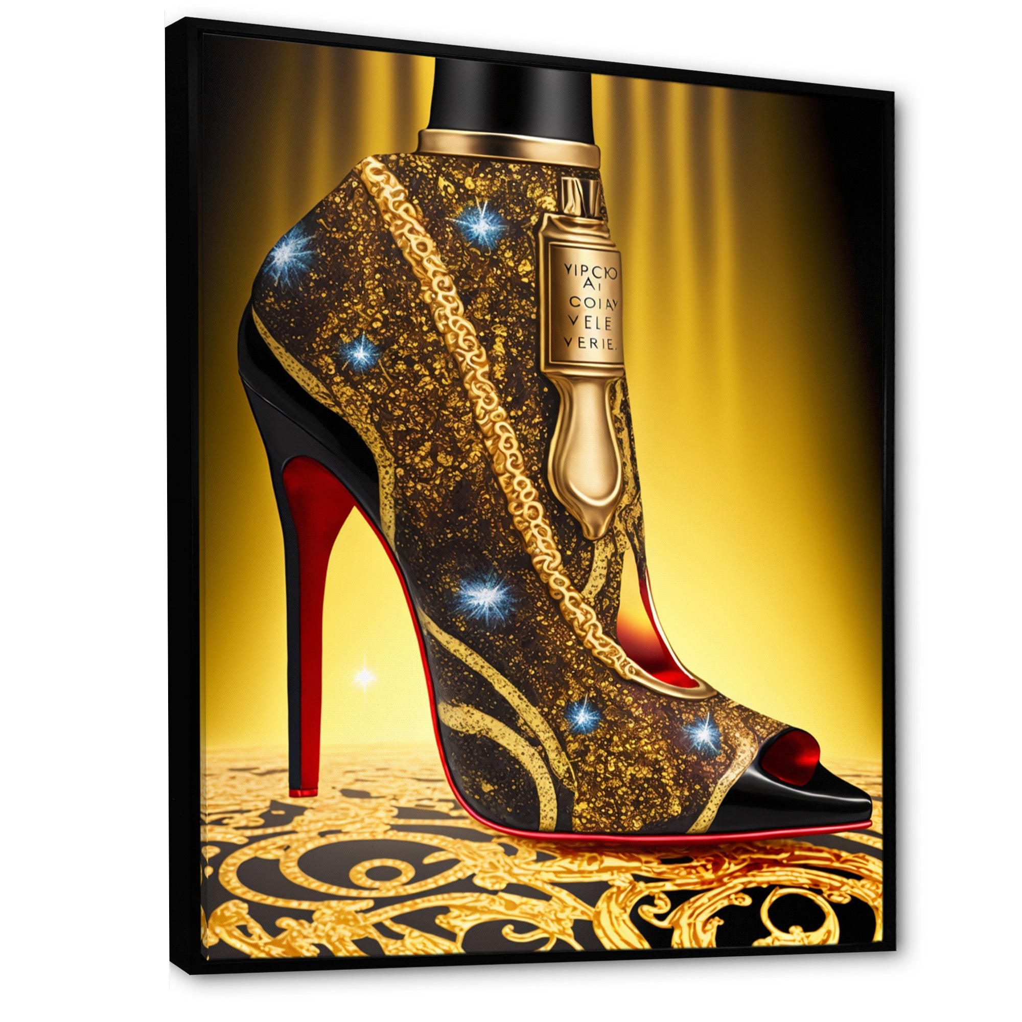 Black And Gold High Heel Shoe III