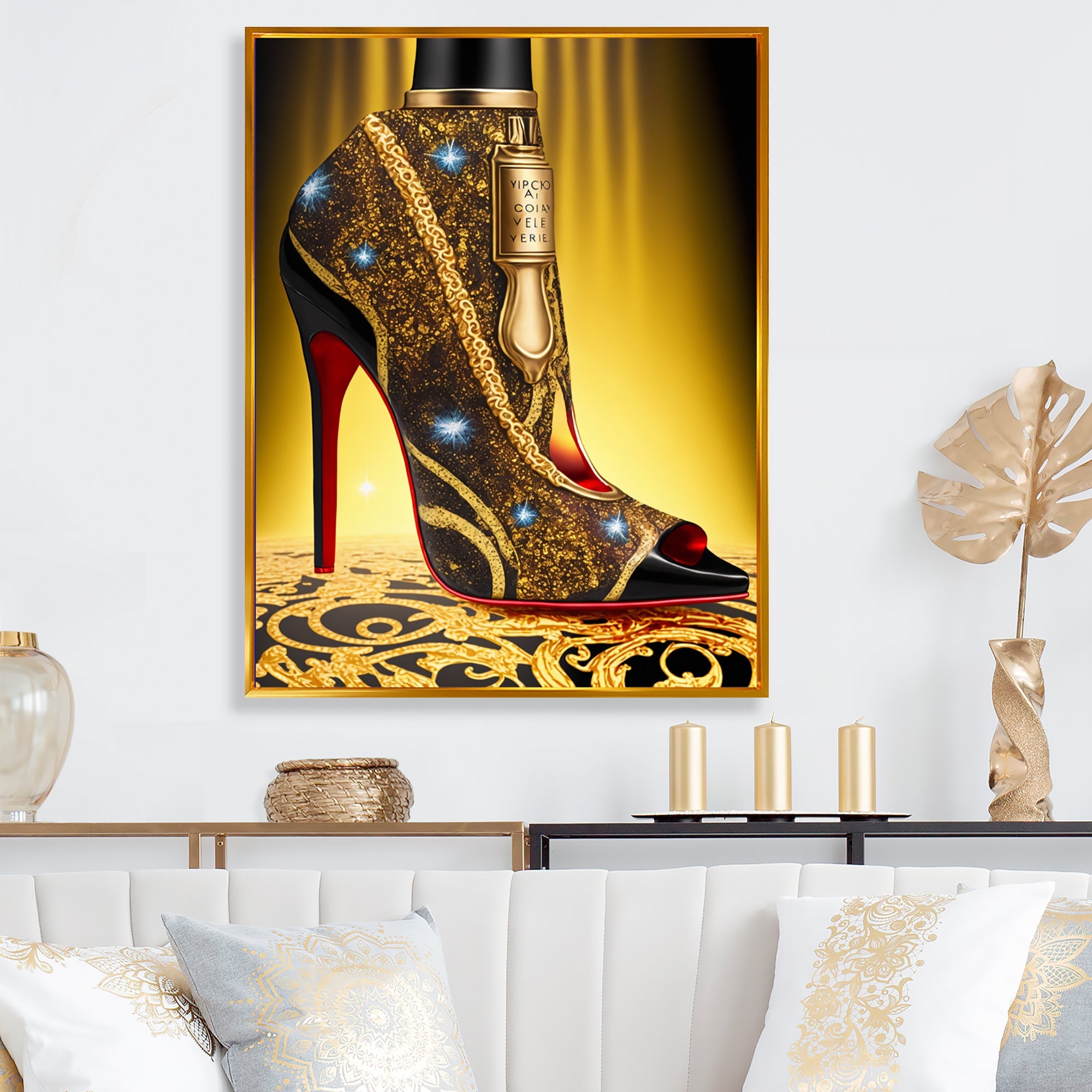 Black And Gold High Heel Shoe III