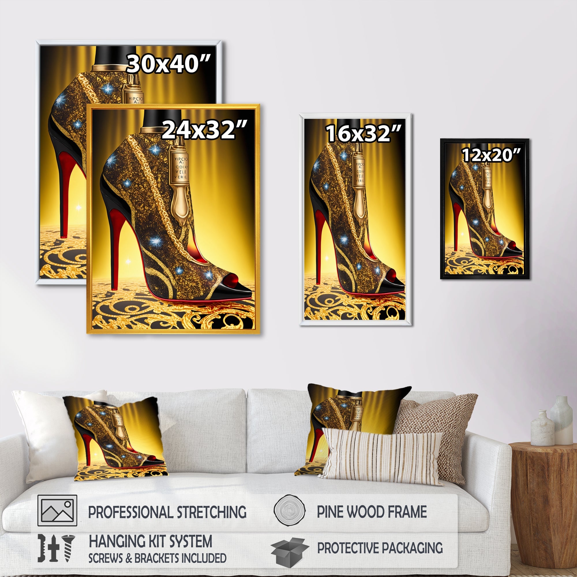 Black And Gold High Heel Shoe III