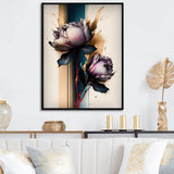 Red Peony Flower On Abstract Paint III