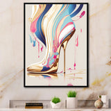 Pink And Blue Art Deco High Heel Boots I