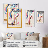 Pink And Blue Art Deco High Heel Boots I
