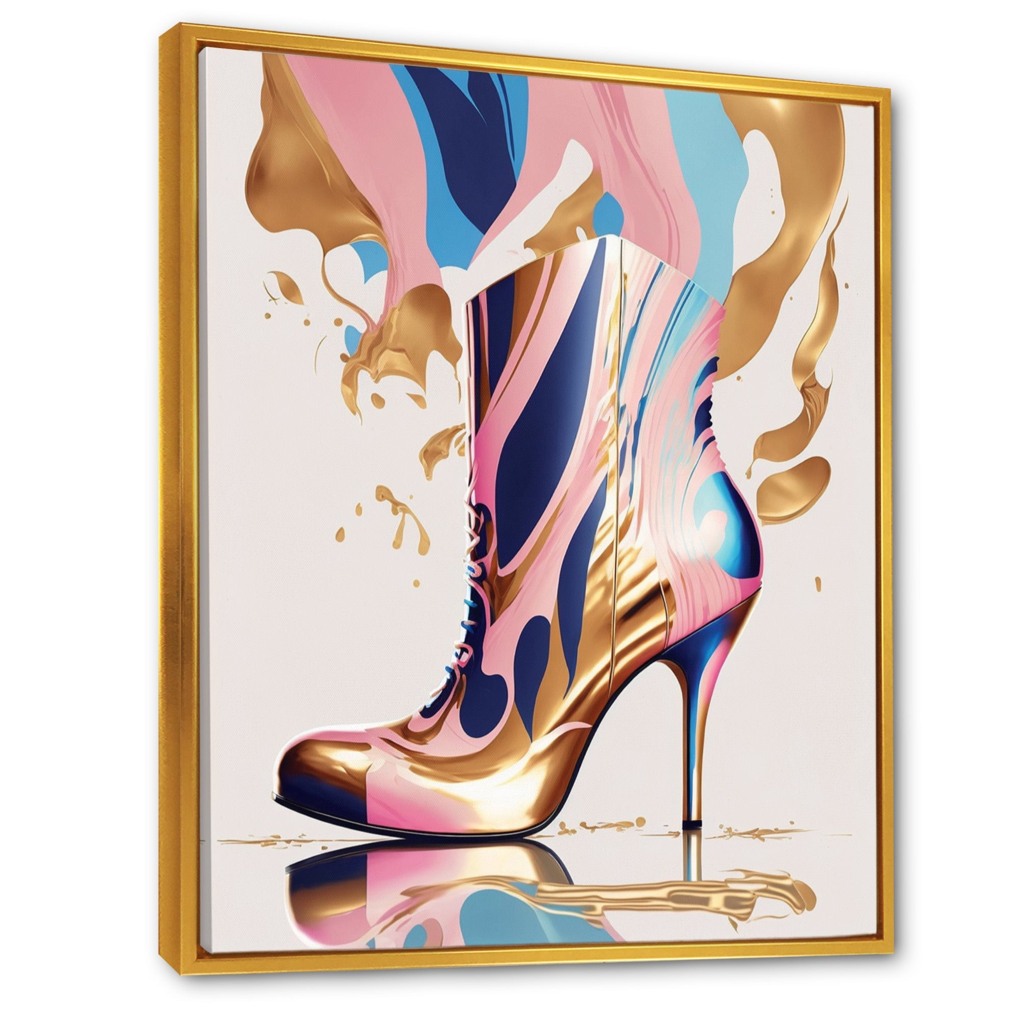 Pink And Blue Art Deco High Heel Boots III