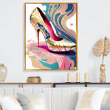 Pink And Blue Art Deco High Heel Shoes IV