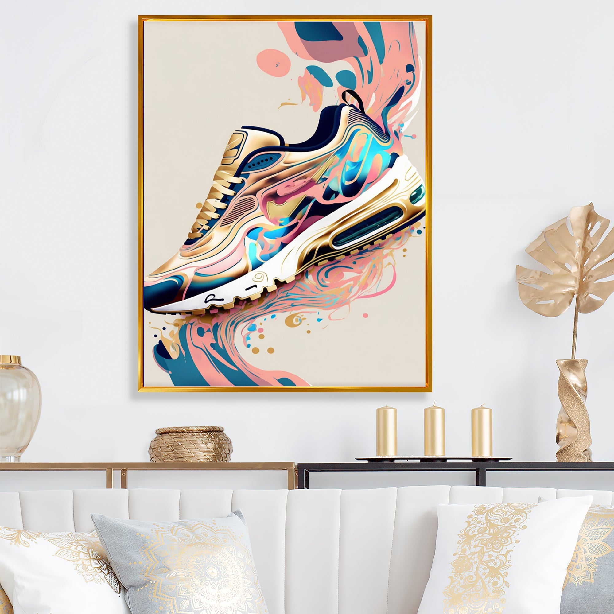 Pink And Blue Art Deco Sport Shoes