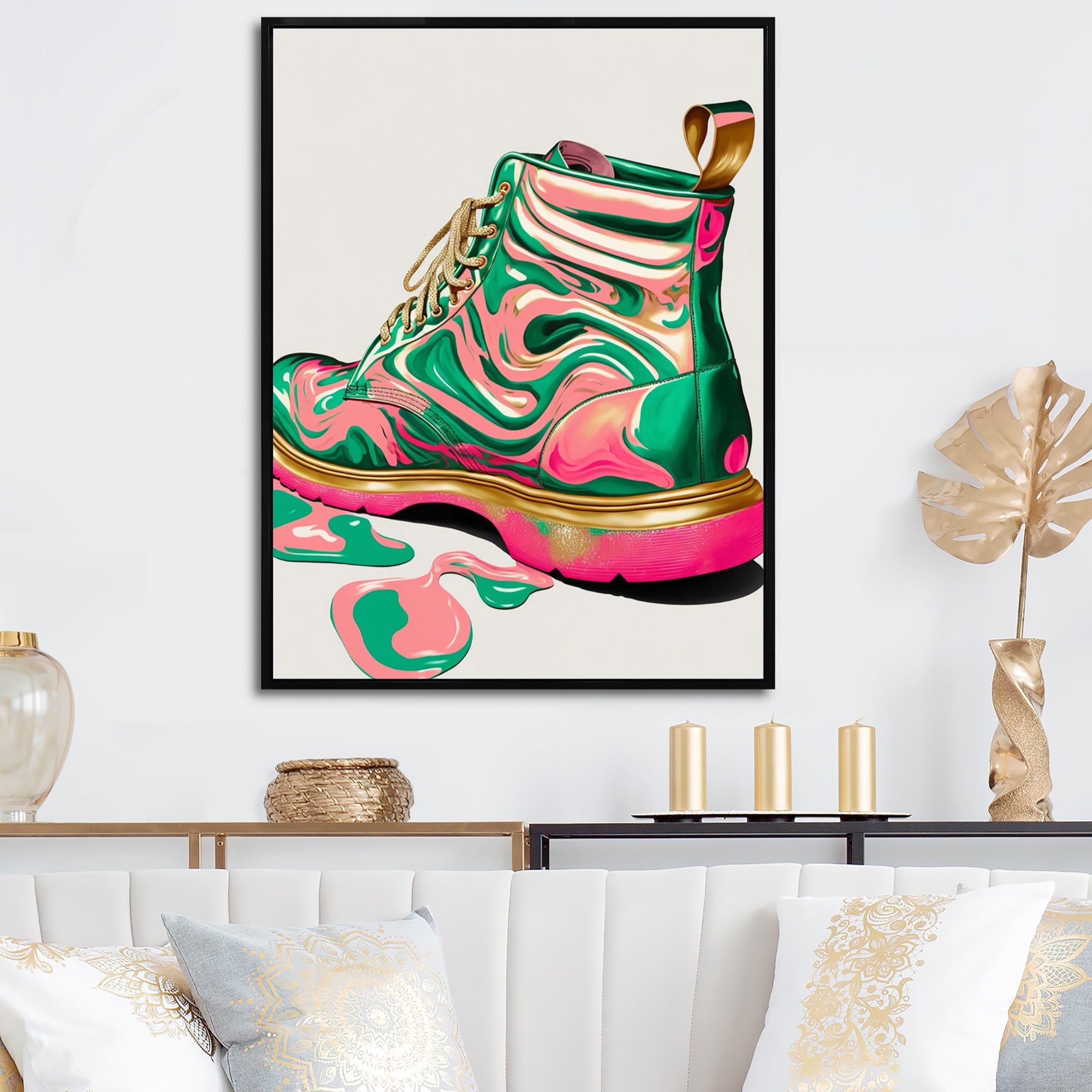 Pink And Green Art Deco Army Shoes