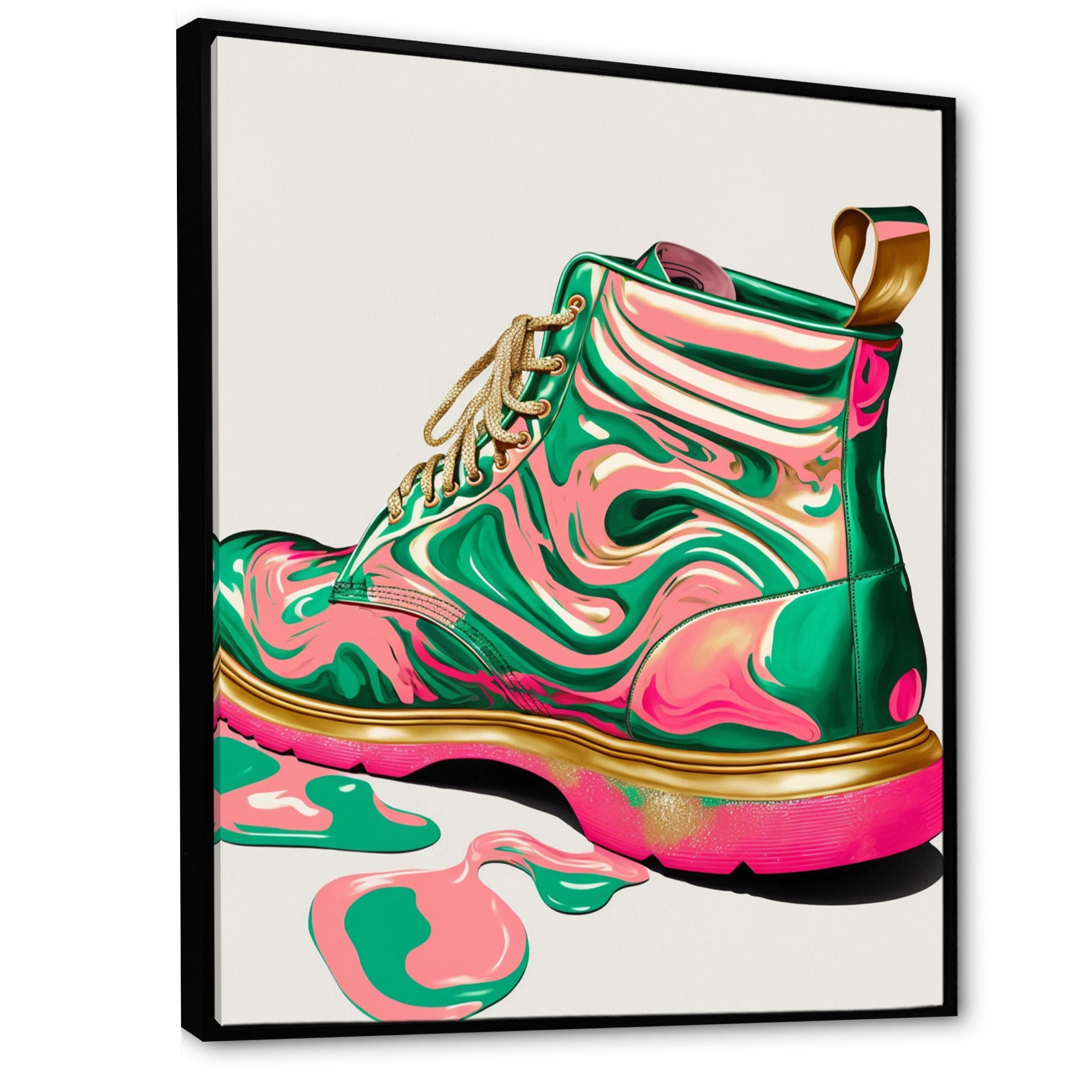 Pink And Green Art Deco Army Shoes