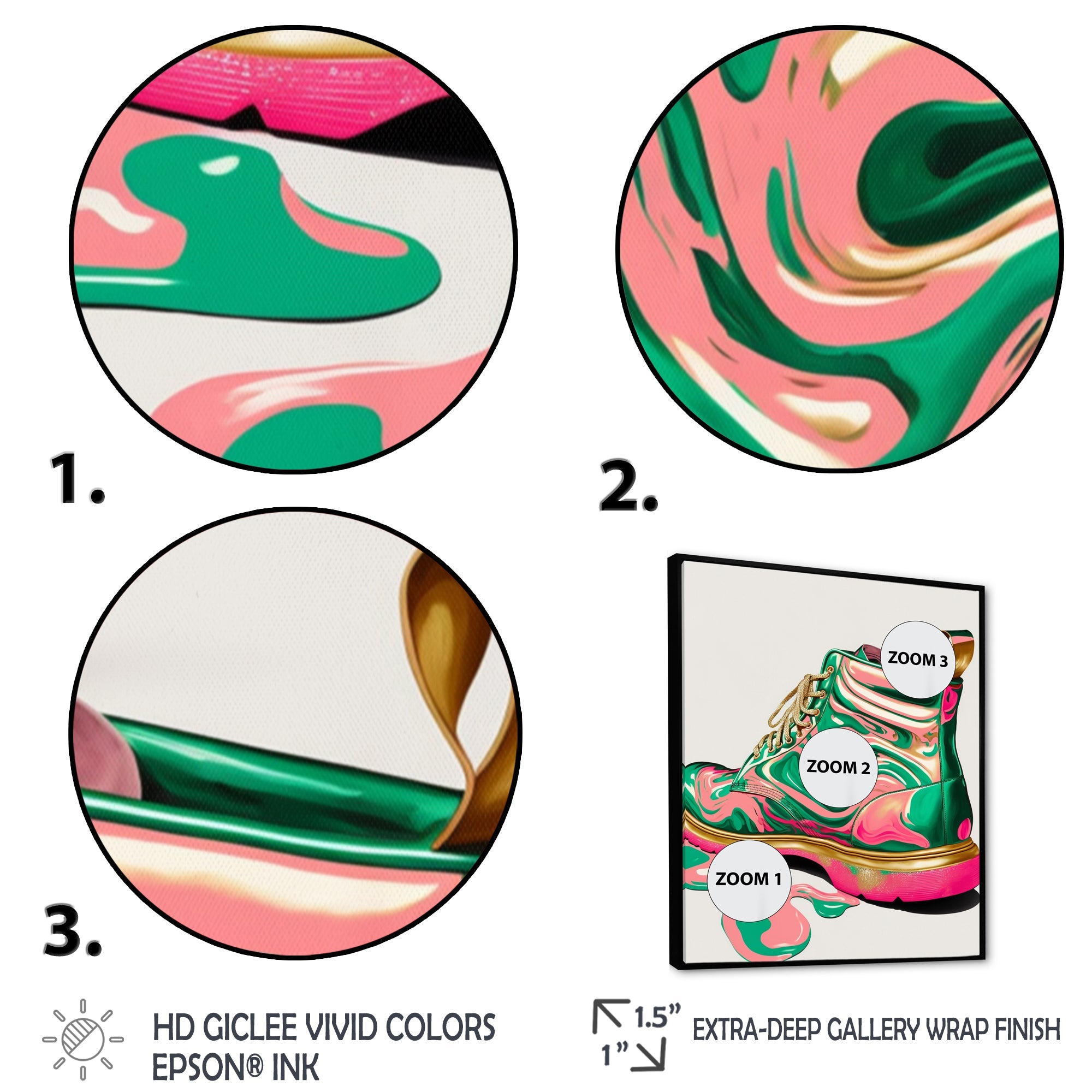 Pink And Green Art Deco Army Shoes