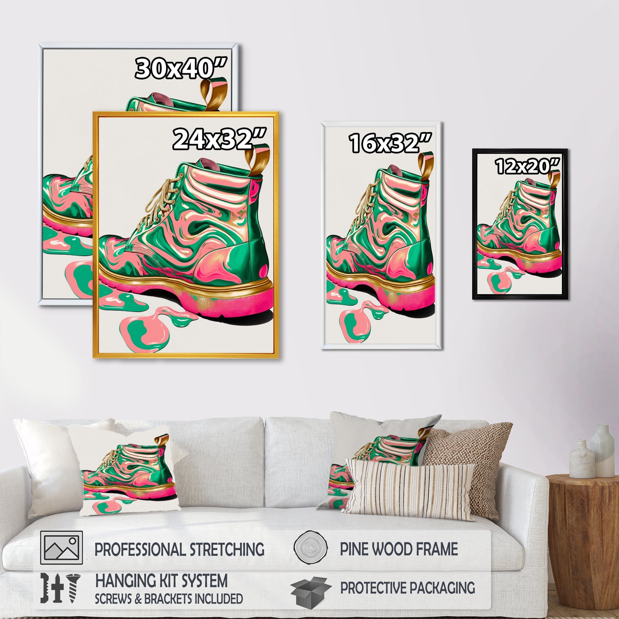 Pink And Green Art Deco Army Shoes