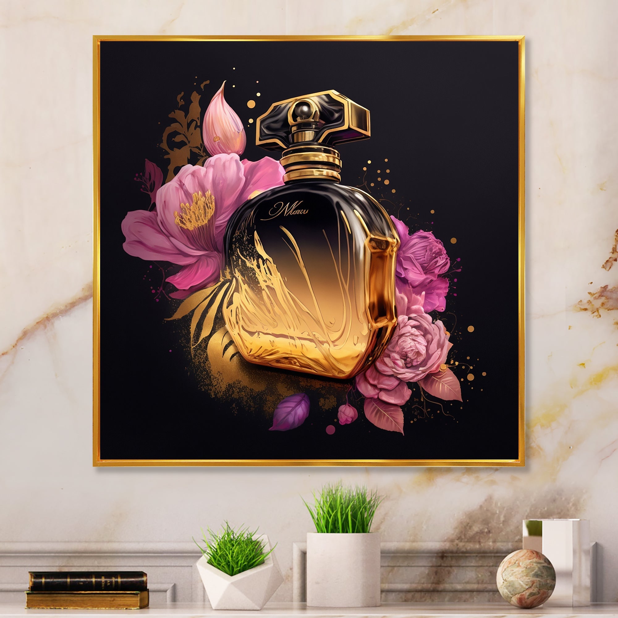 Chic Black And Gold Perfume Bottle V