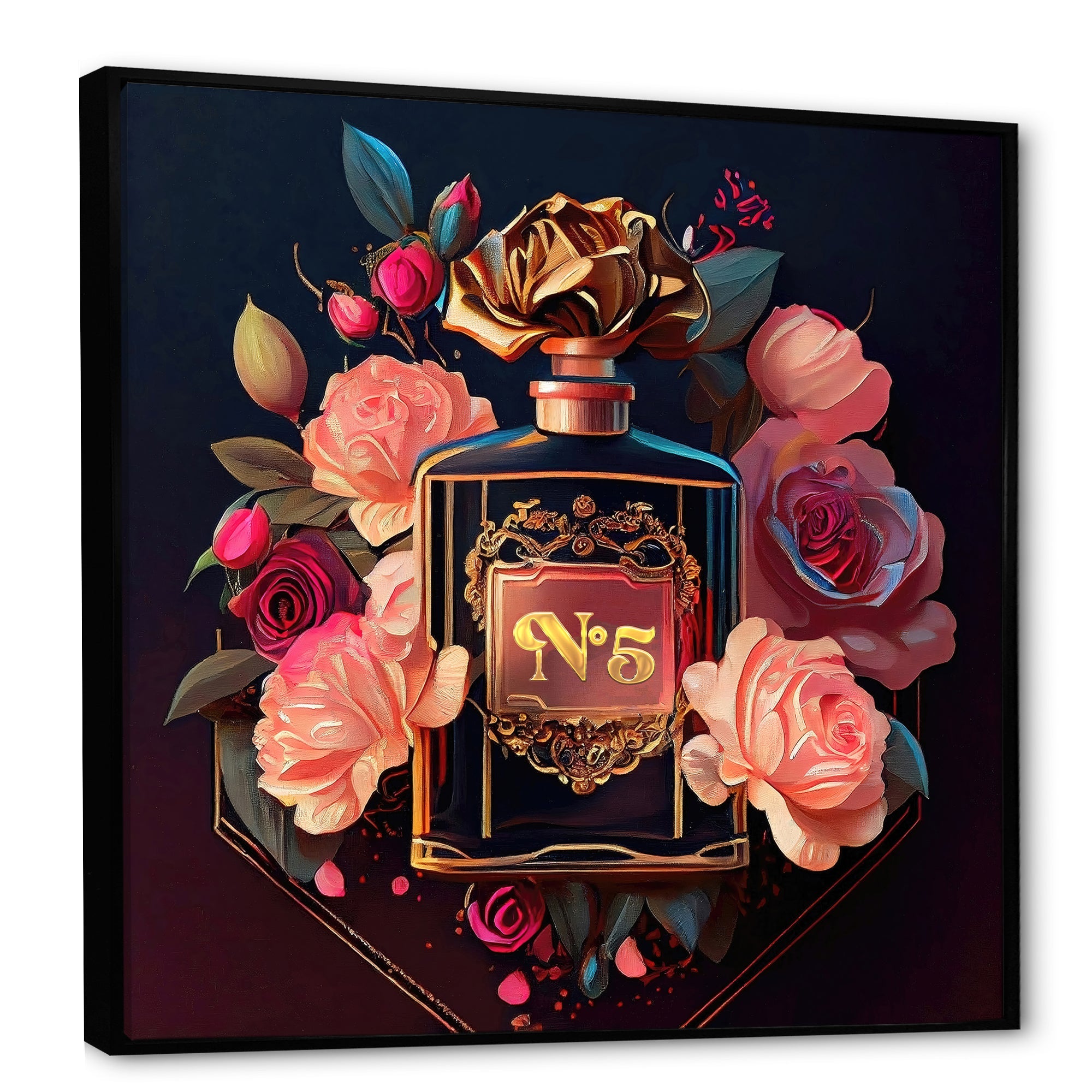 Chic Perfume Bottle With Pink Roses II