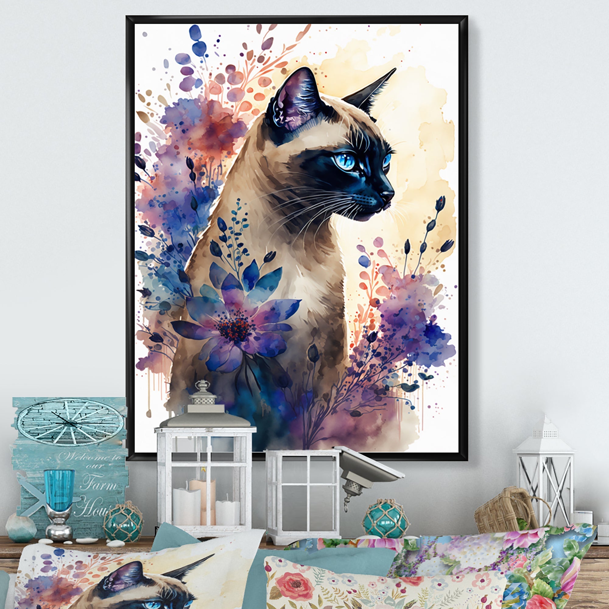 Cute Siamese Floral Art I