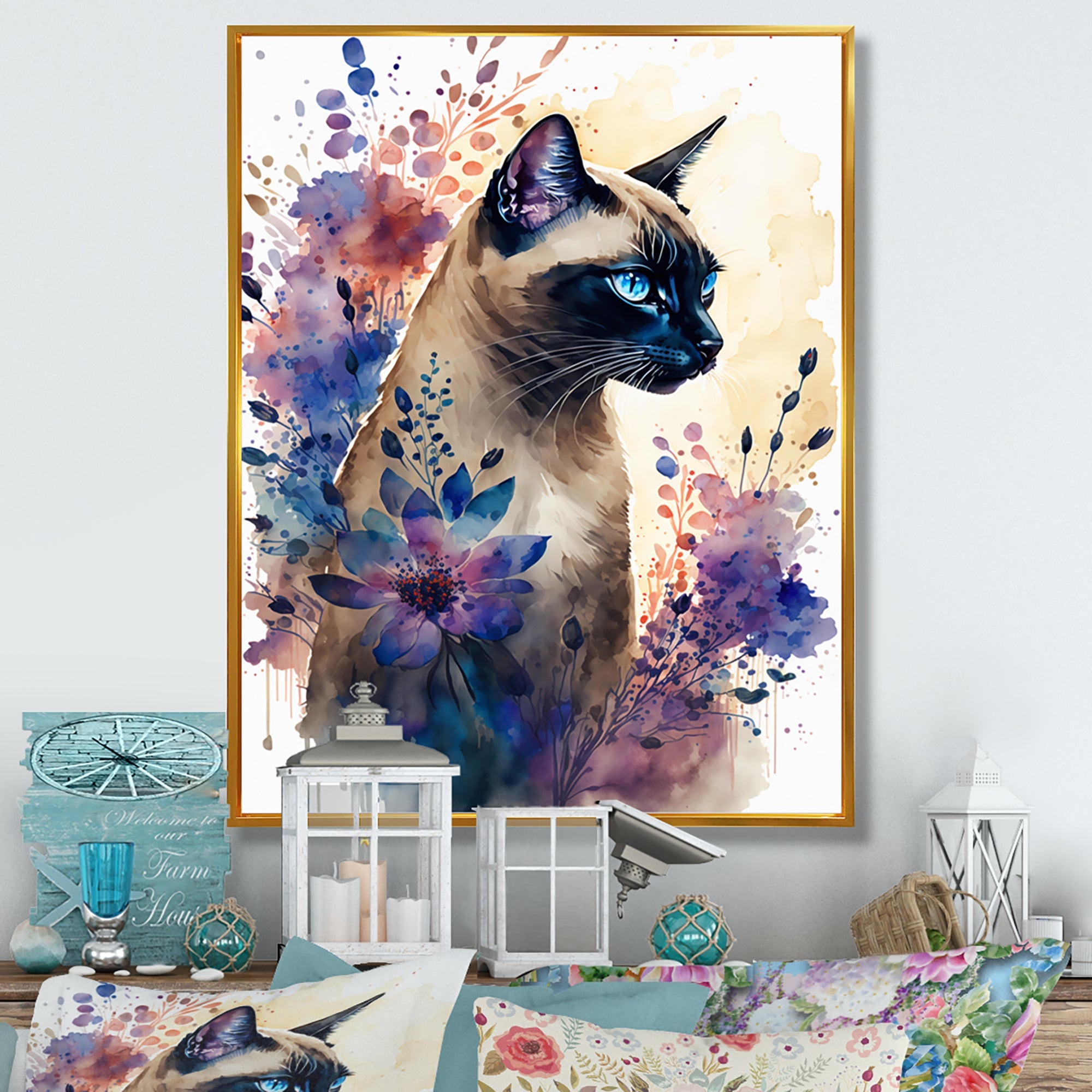 Cute Siamese Floral Art I