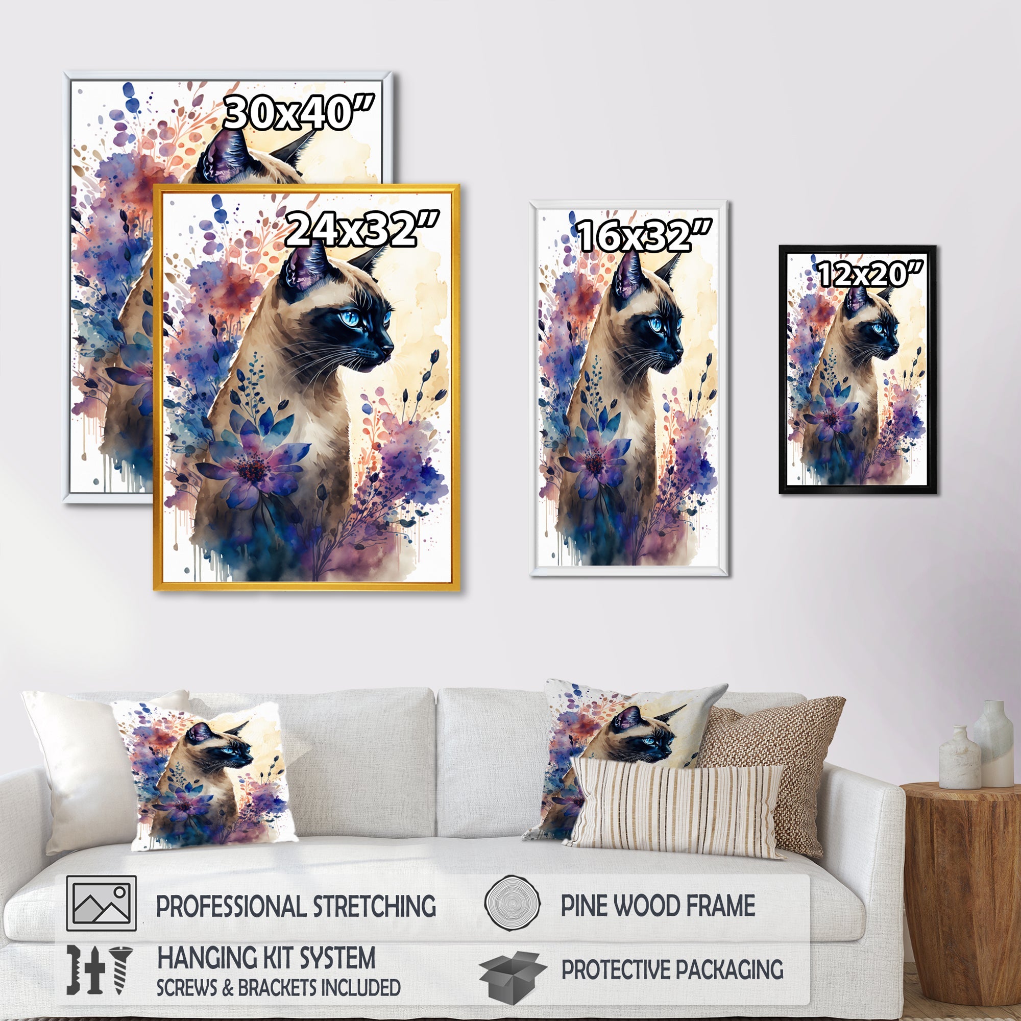 Cute Siamese Floral Art I