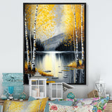 Monochrome Golden Birch Trees By The Lake I