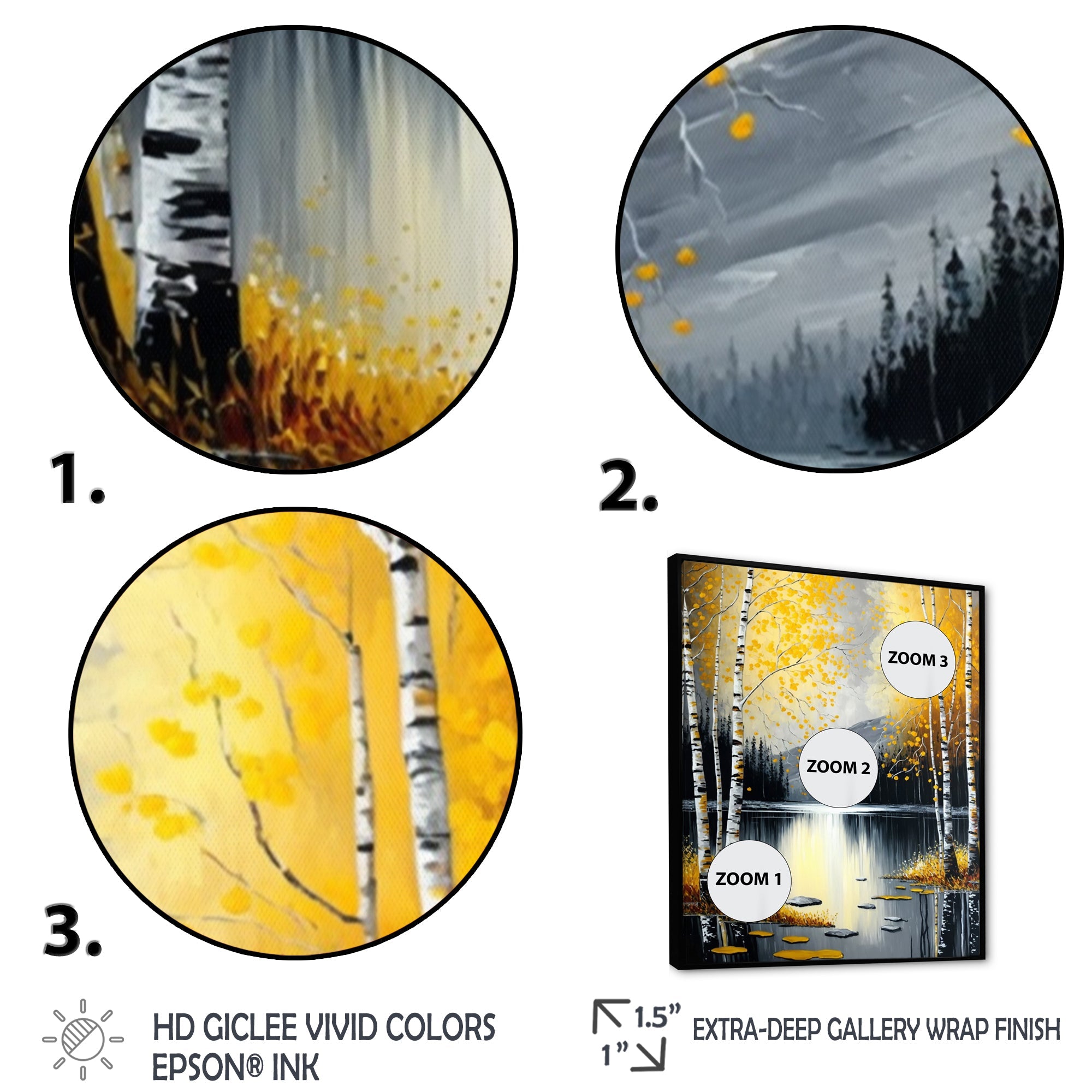 Monochrome Golden Birch Trees By The Lake I