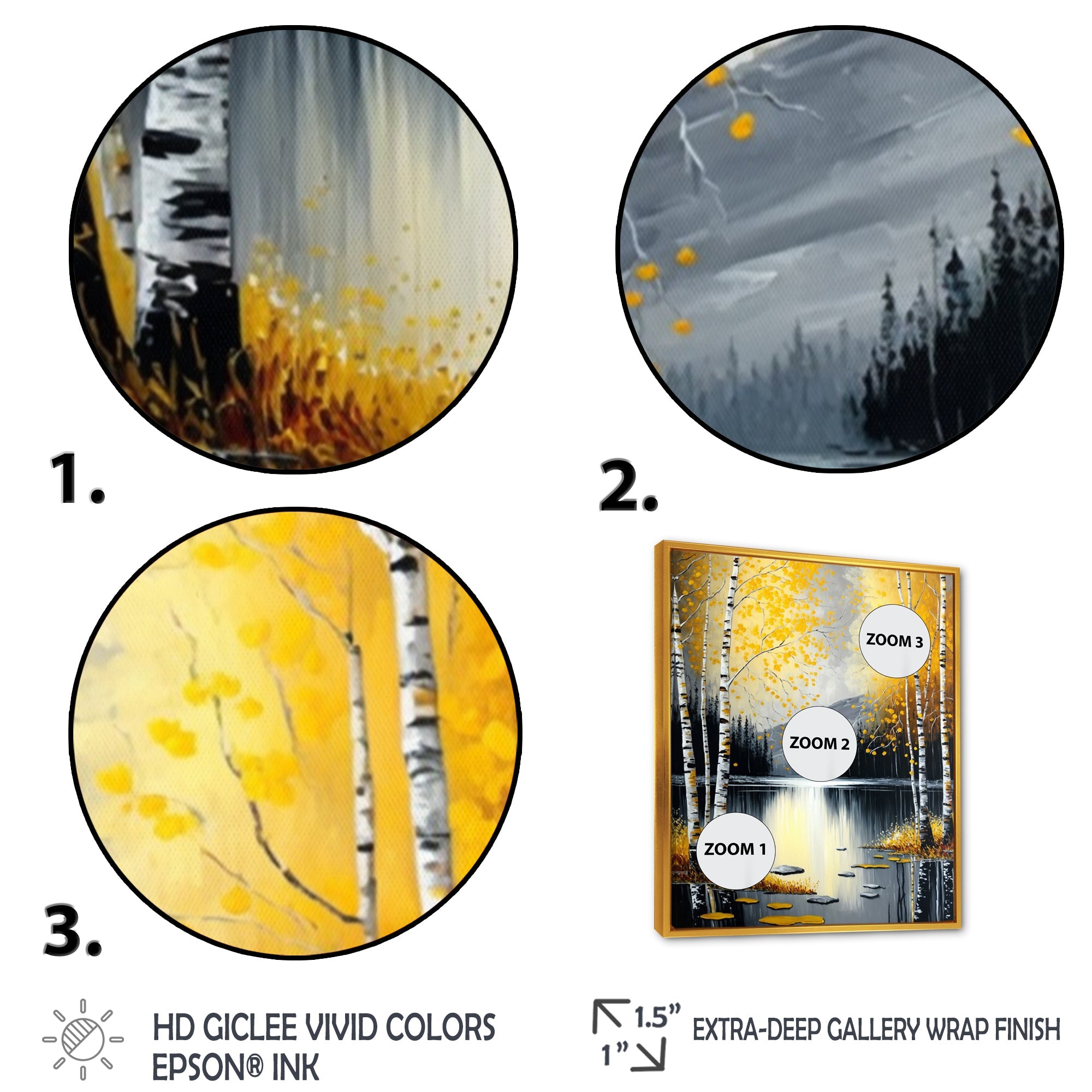 Monochrome Golden Birch Trees By The Lake I