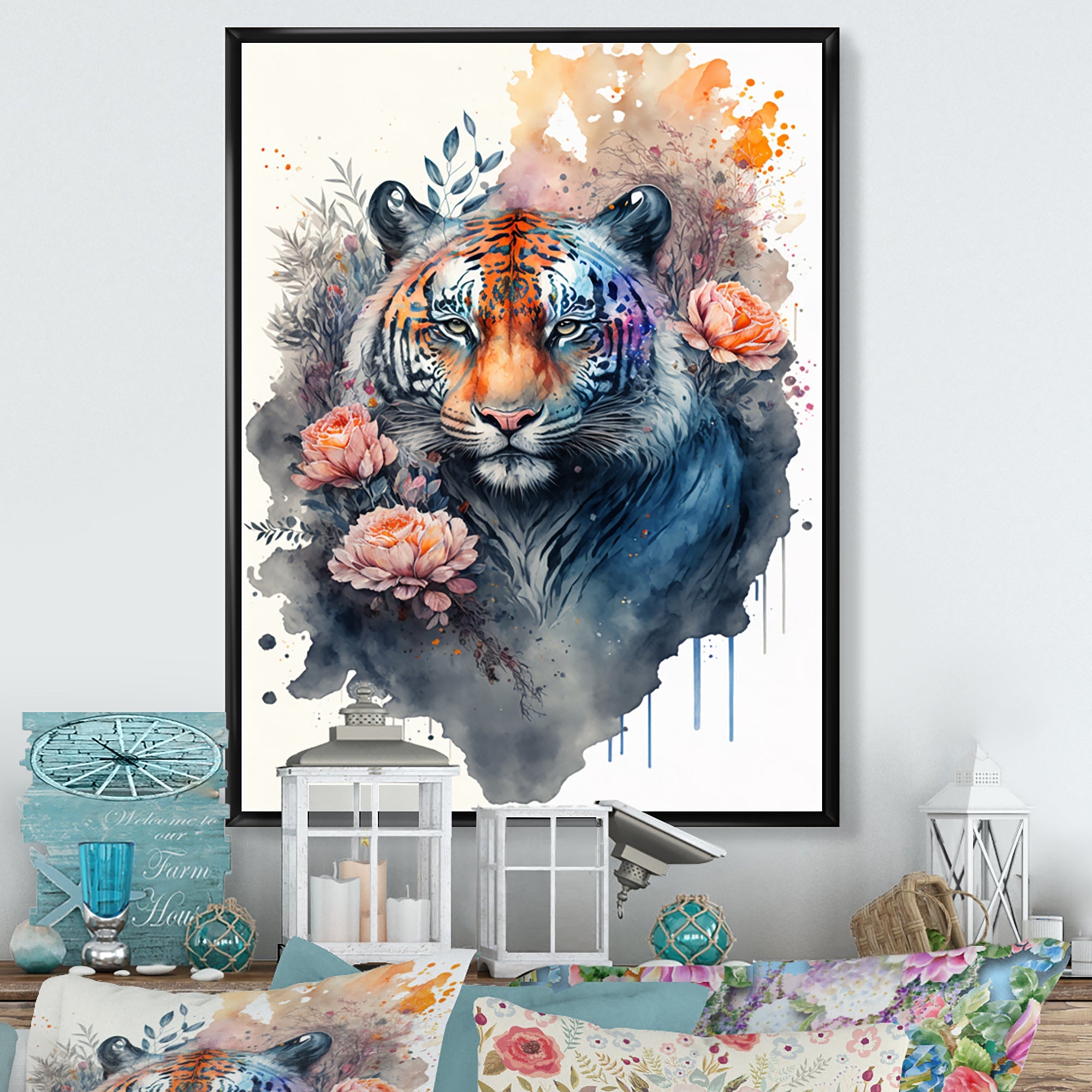 Cute Tiger Floral Art III