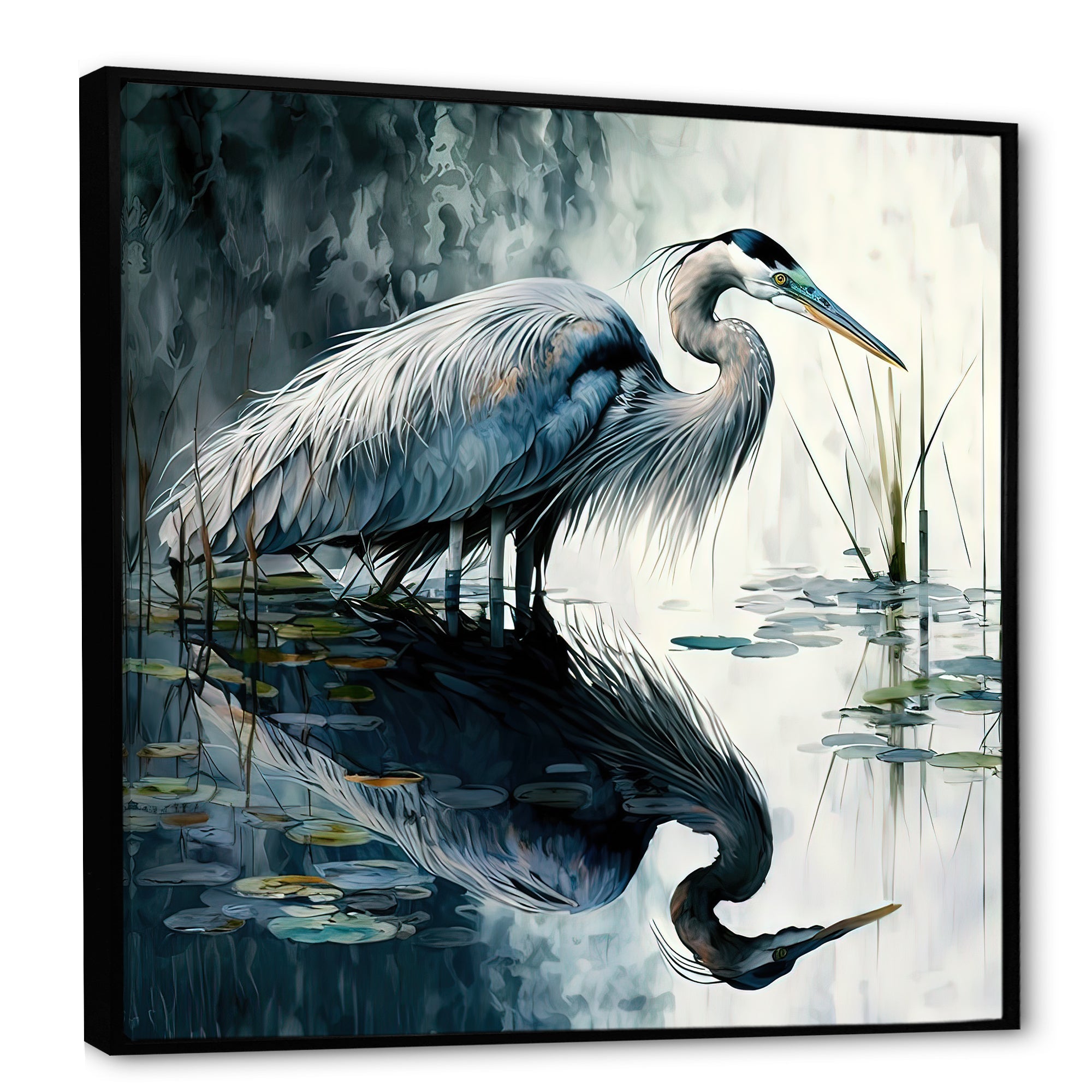 Cute Heron In A Lake Floral Art IV