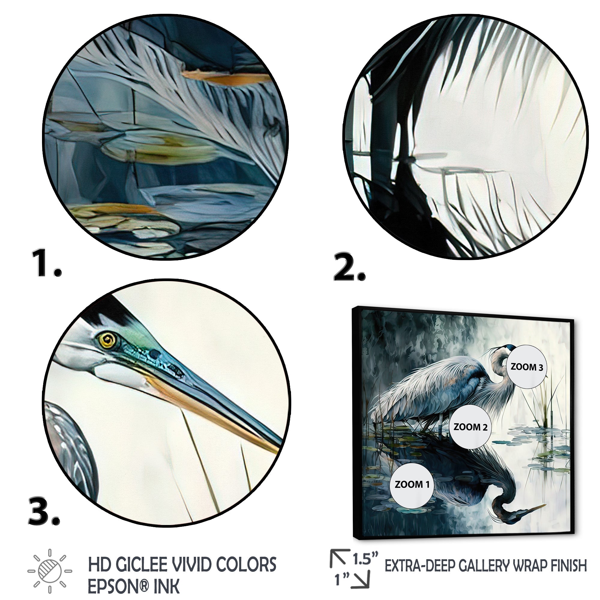 Cute Heron In A Lake Floral Art IV