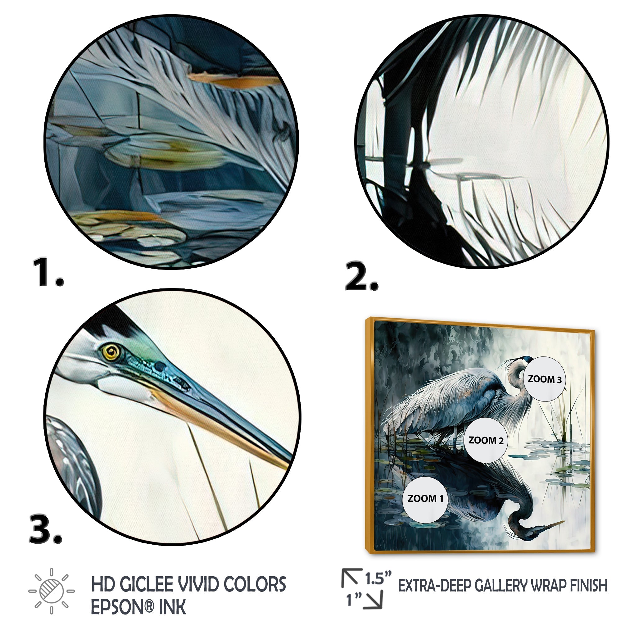 Cute Heron In A Lake Floral Art IV