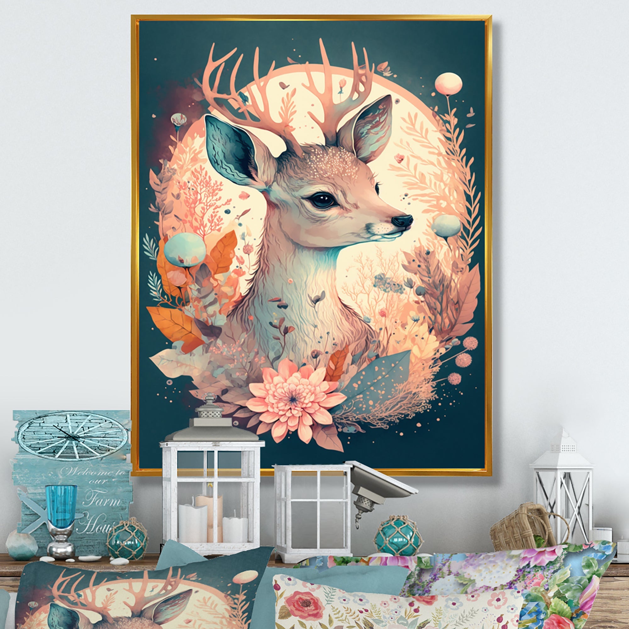 Cute Deer Floral Art IV