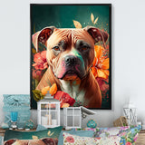 Cute Pitbul Floral Art I