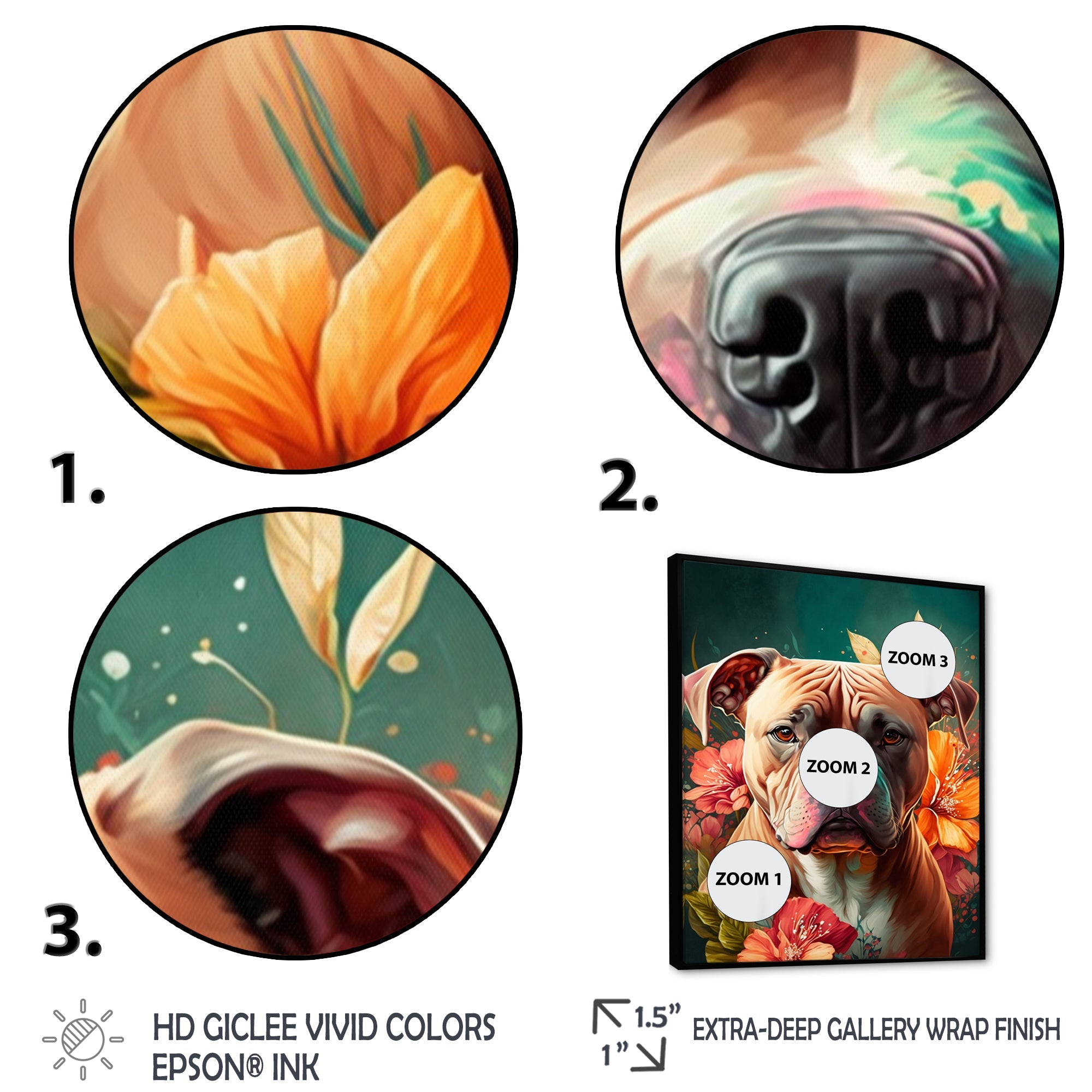 Cute Pitbul Floral Art I