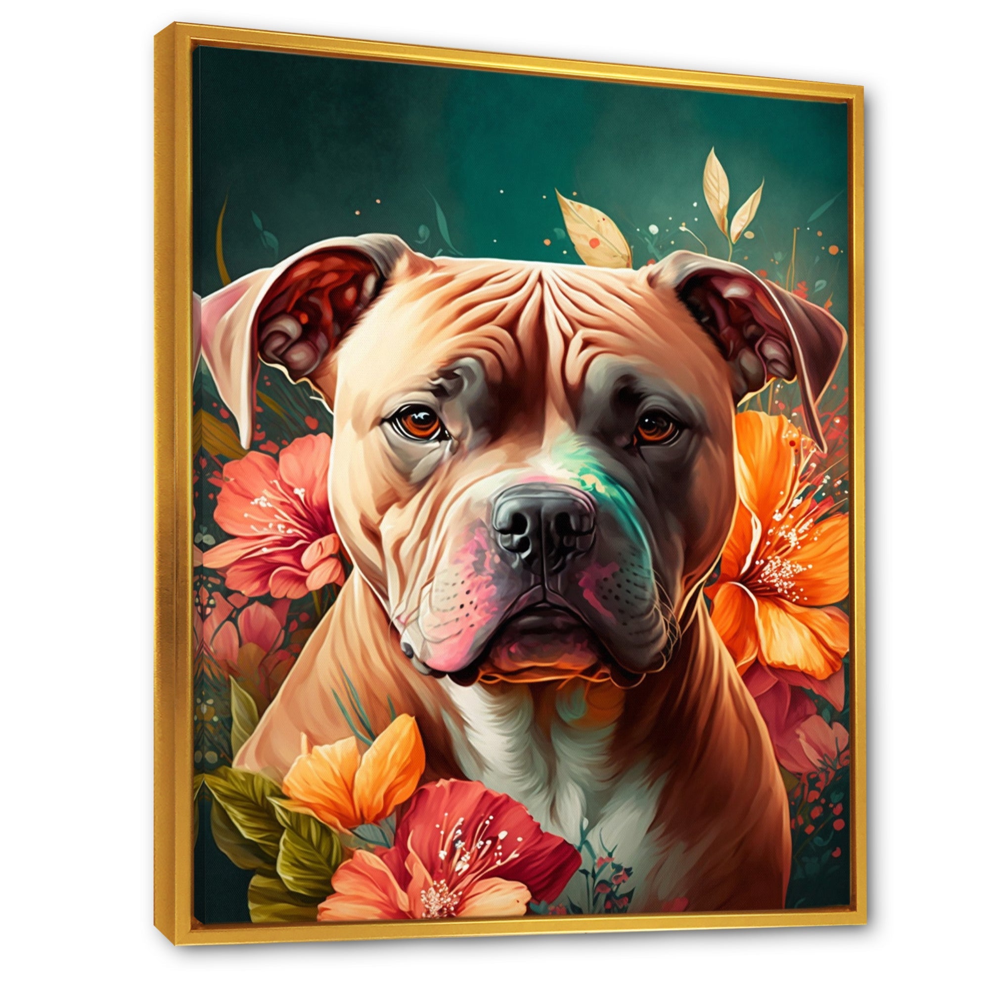 Cute Pitbul Floral Art I