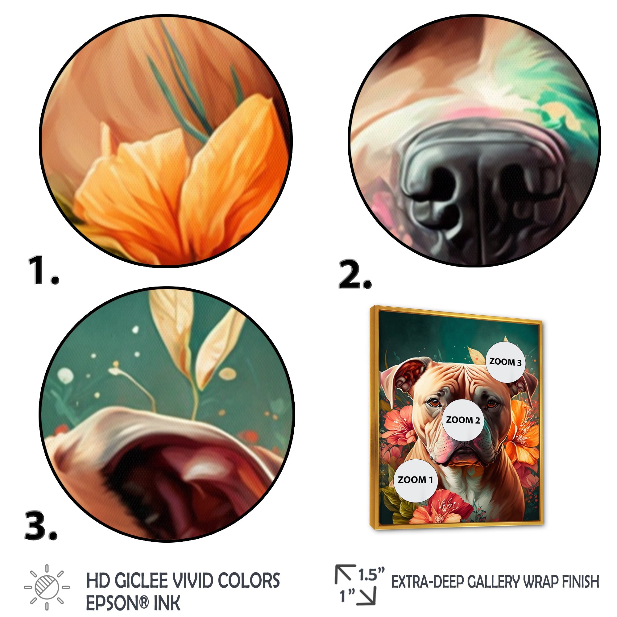 Cute Pitbul Floral Art I