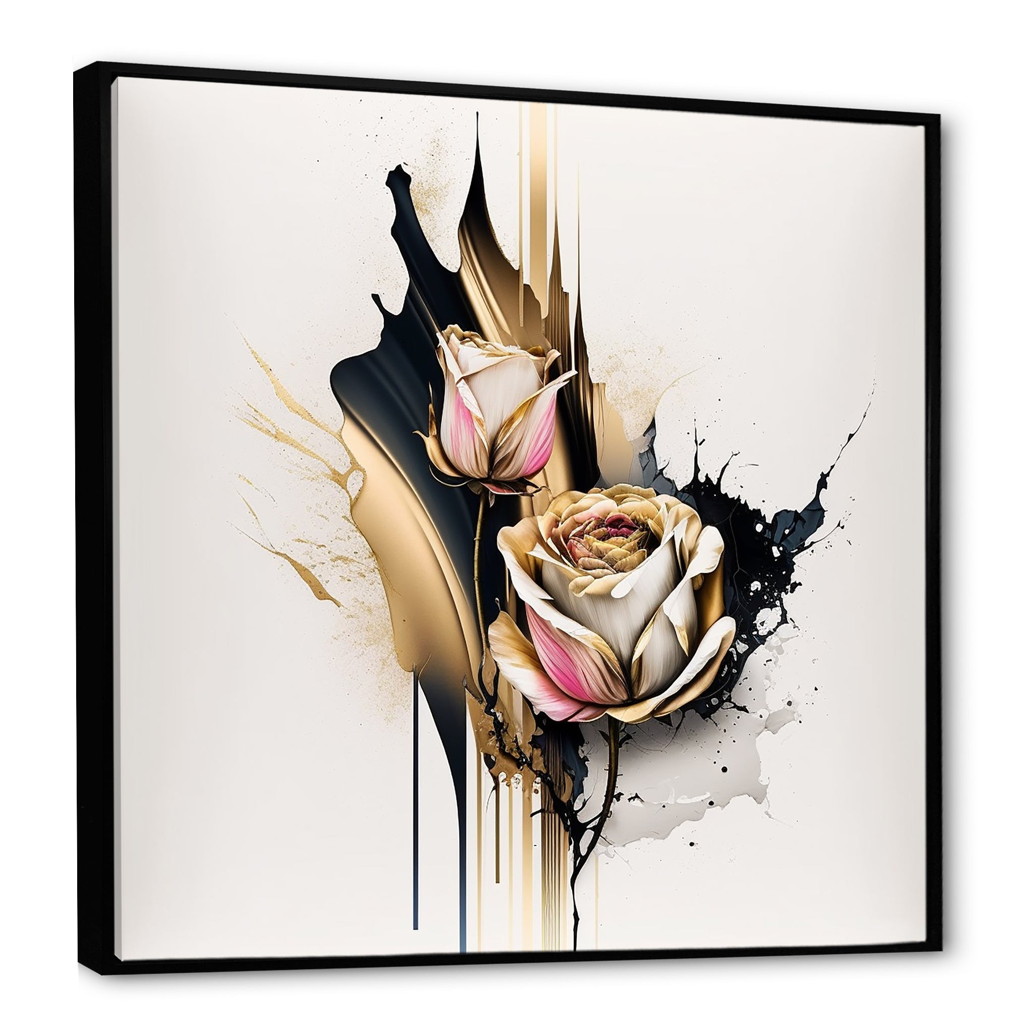 Roses Flow Flower On Golden Beige Paint VI