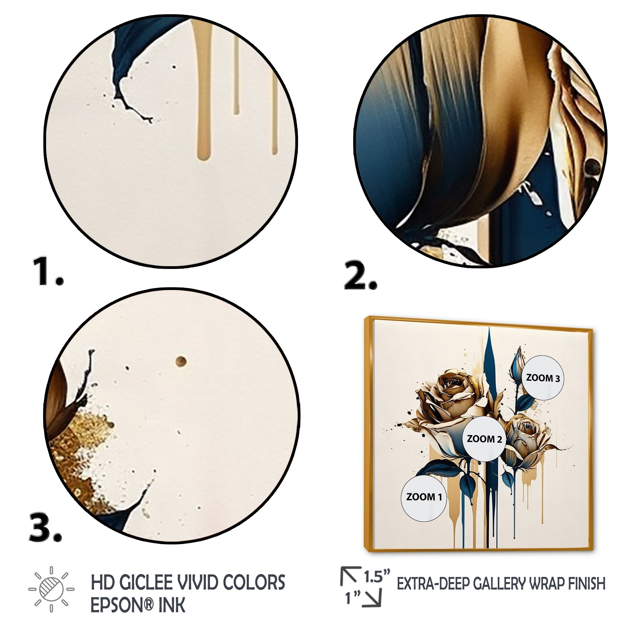 Roses Flow Flower On Golden Beige Paint VIII