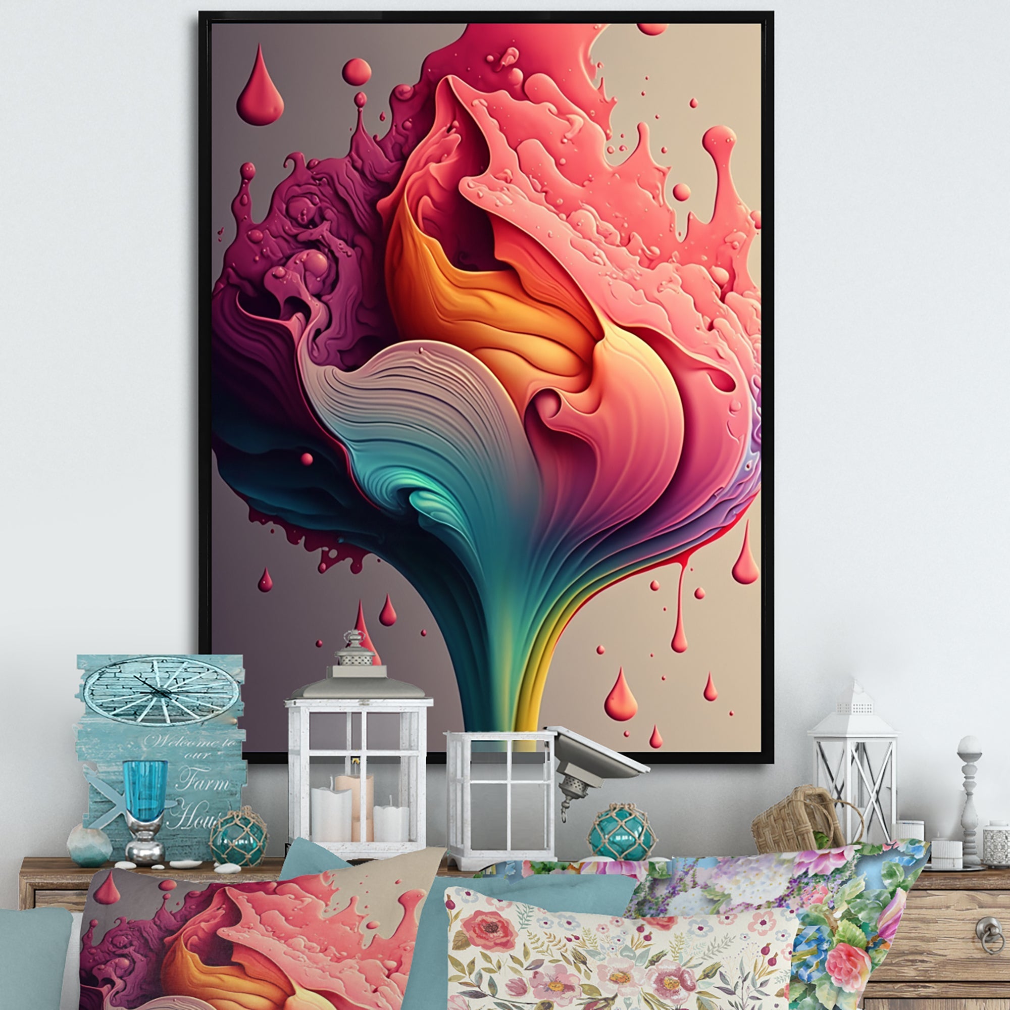 Multicolor Liquid Ink Tulip Flowers I