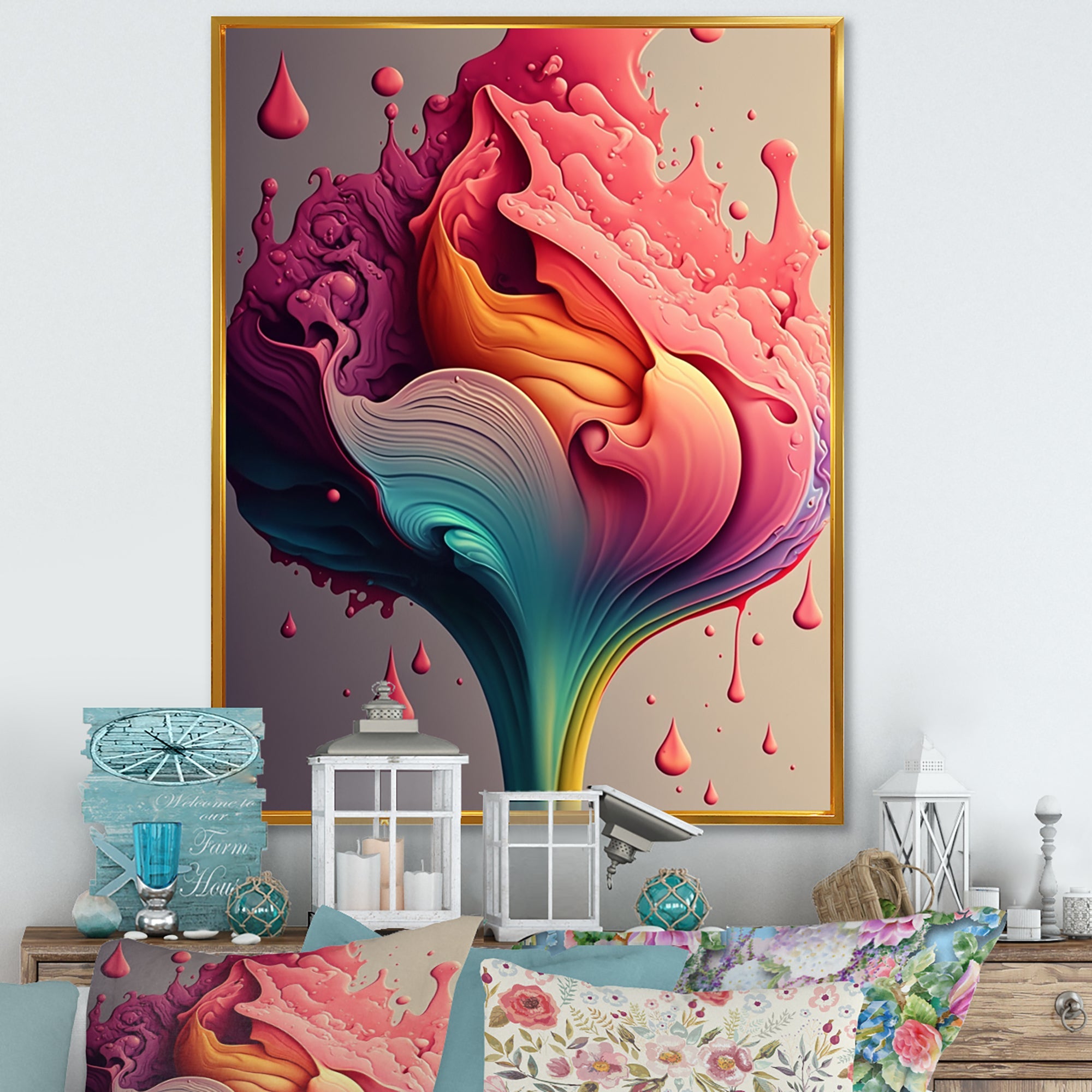 Multicolor Liquid Ink Tulip Flowers I
