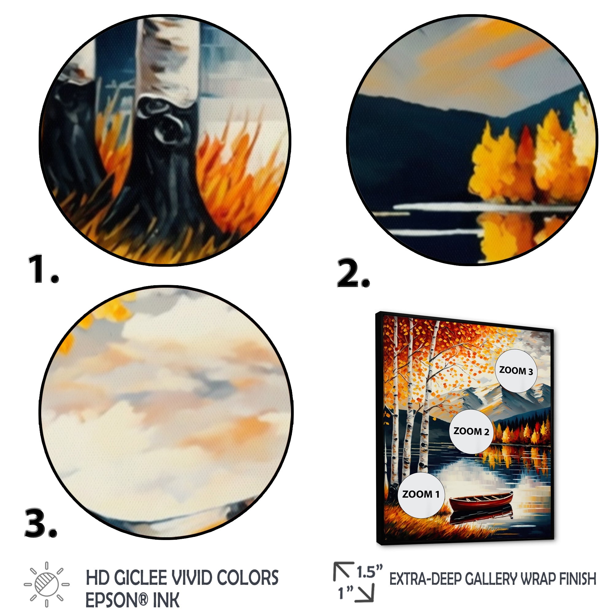 Red And Orange Birch Trees By The Lake VII