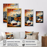 Red And Orange Birch Trees By The Lake VII