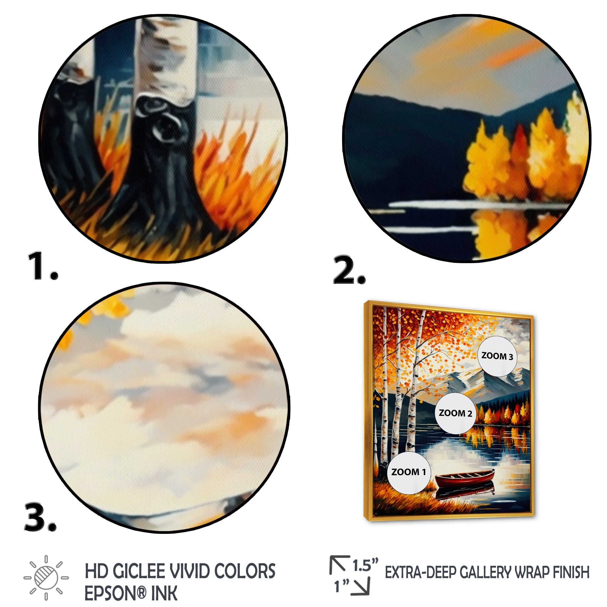 Red And Orange Birch Trees By The Lake VII