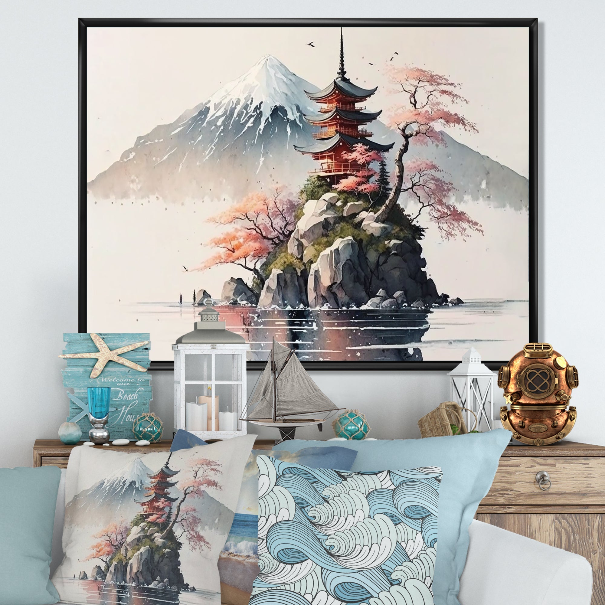 Japanese Landscape In Watercolor I