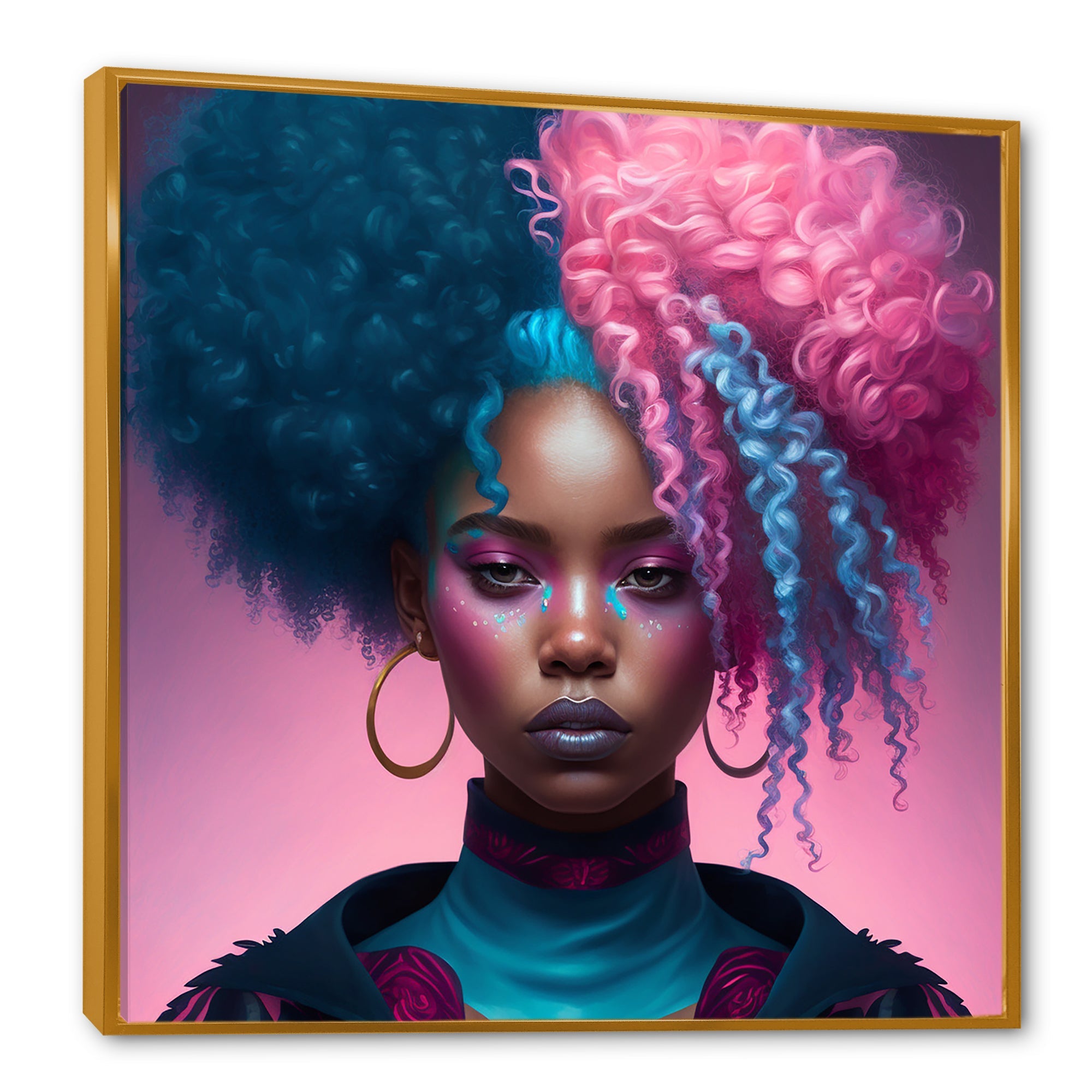 Hip Hop Girl With Pink And Blue Hair III